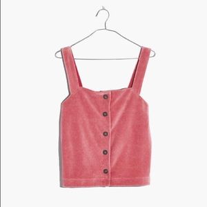 Madewell Texture & Thread Button Front Tank Size L Pink Corduroy